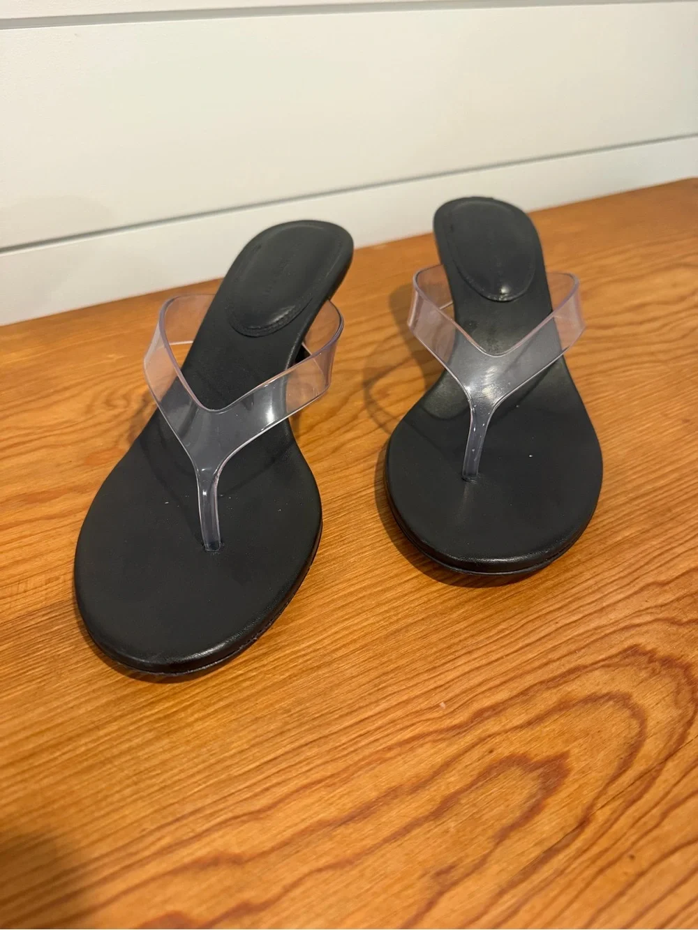 Black suede Studio Clear-Strap Kitten Heel Sandal